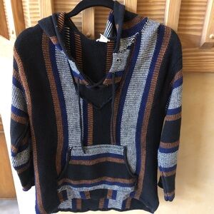 Forever 21 Boho Beach Striped Pullover Hooded Sweatshirt with Pockets